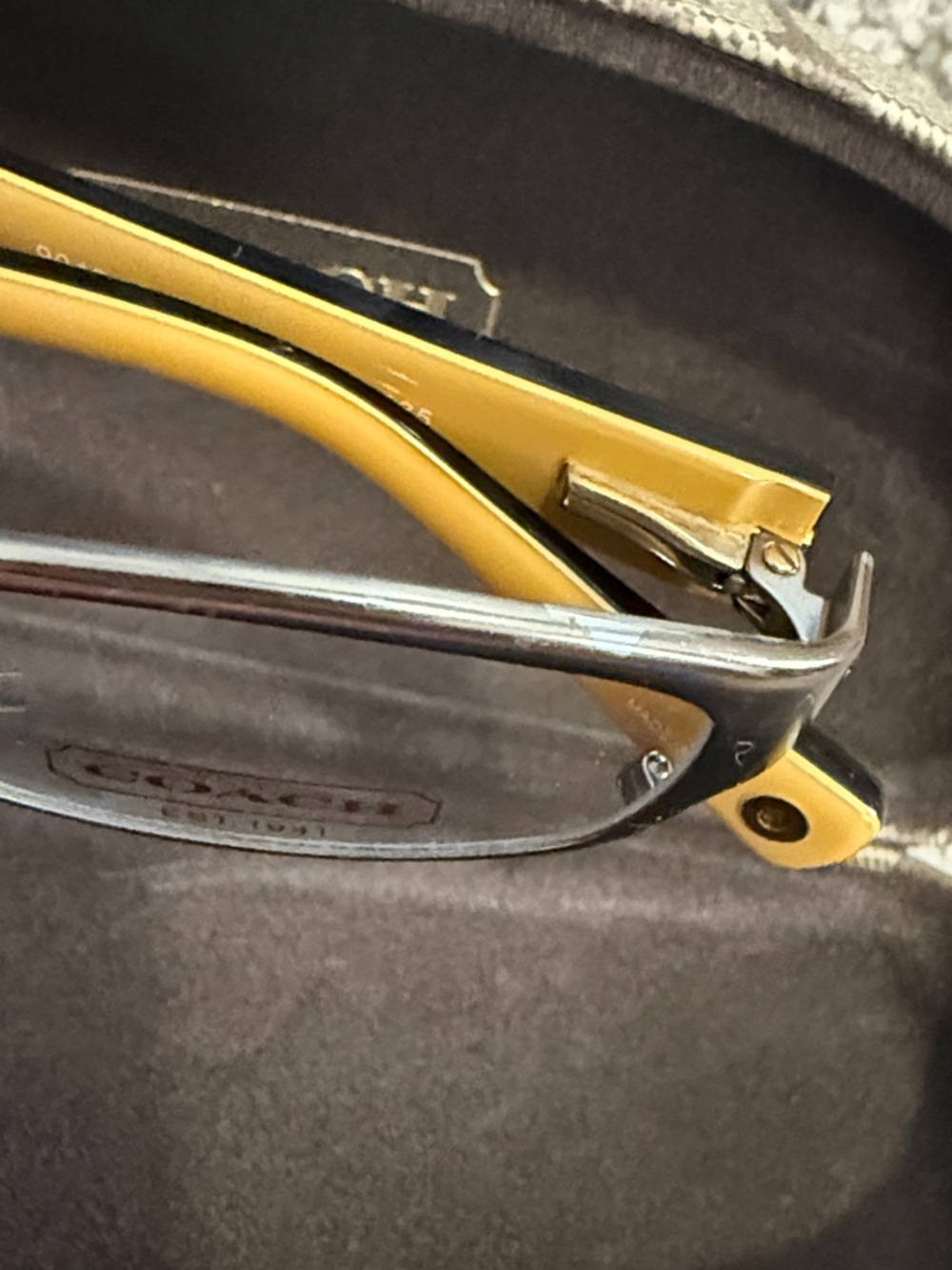 Coach Women's Rectangular Eyeglasses in Brown and Yellow - Picture 9 of 9